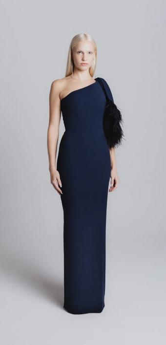 Catherine Regehr Style #One Shoulder Feather Bow Gown #0 default Blueberry thumbnail