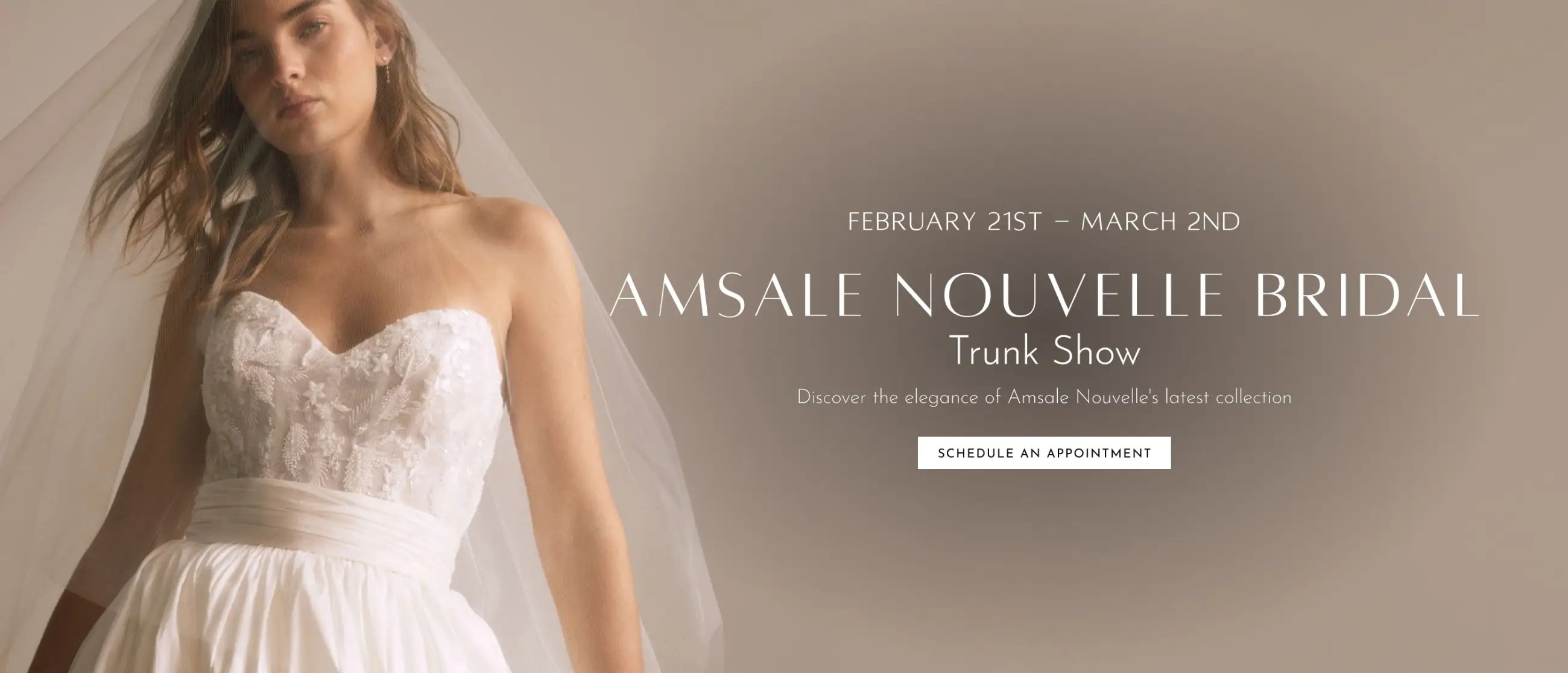 Amsale Nouvelle Bridal Trunk Show Desktop Banner