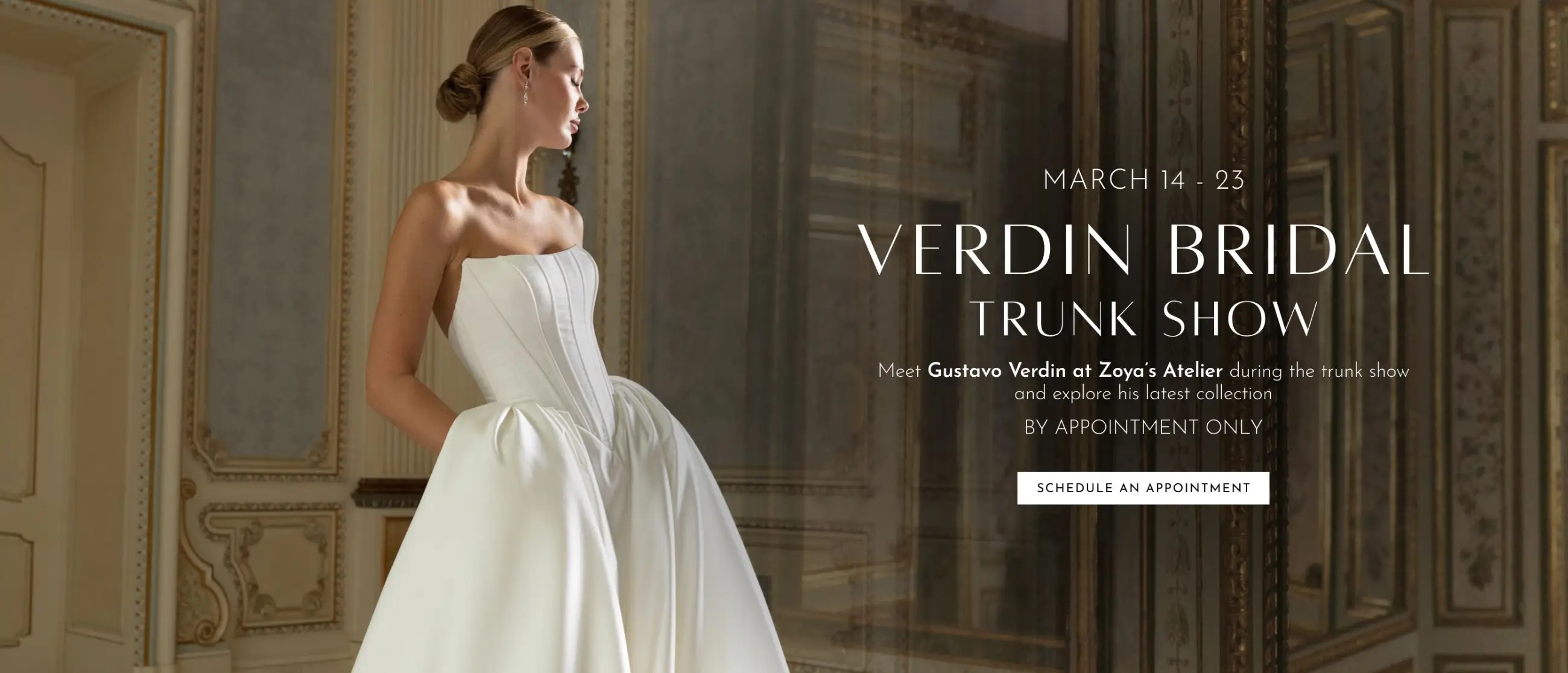 Verdin Bridal Trunk Show Desktop Banner